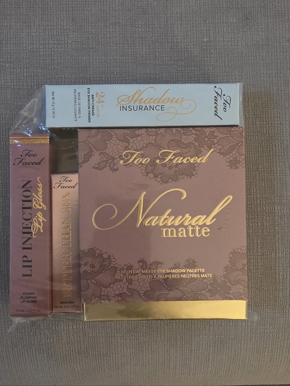 Too Faced Natural Matte Eyeshadow Palette & Pink Lip Injection Gloss Set